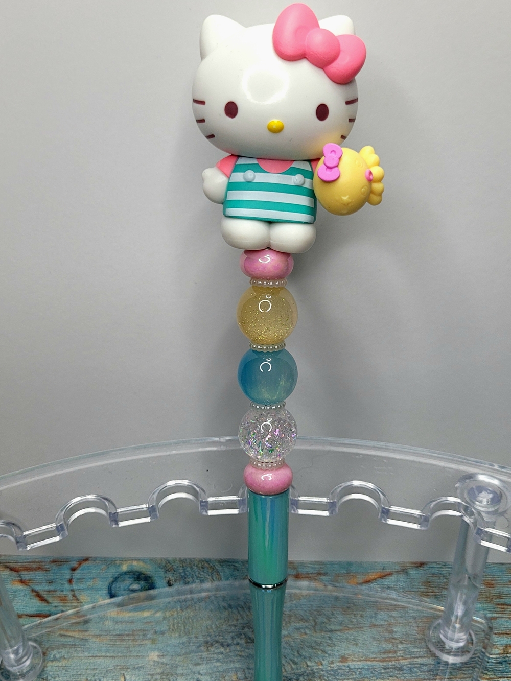 Hello Kitty Pink, Teal & Yellow Beaded Character Pen